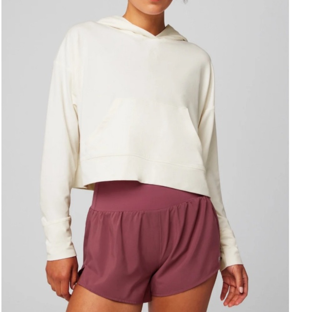 Fabletics Cloud cropped Jersey Hoodie size medium cream/white